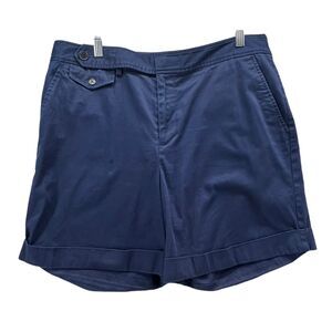 Ralph Lauren LRL Shorts Womens 14 Blue Chino Flat Front Pockets Stretch Nautical